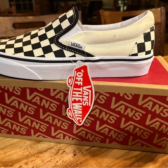 Vans Black and White Checkerboard Slip-Ons NEW - Picture 3 of 10